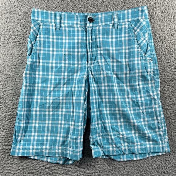 Lululemon Shorts Men 32 Blue Plaid 10 Inseam Commission Kahuna Performance Golf - Picture 1 of 10